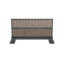 Front of partially folded brown hot tub bar with wood and wicker effects and powder-coated aluminum finishes