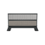 Front of partially folded gray hot tub bar with wood and wicker effects and powder-coated aluminum finishes